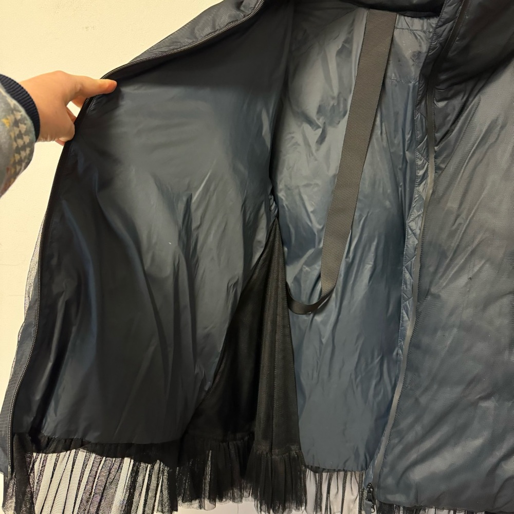 Rundholz Black Label Tulle Overlay Down Jacket Navy Oversized Puffer Coat Medium - Picture 9 of 15